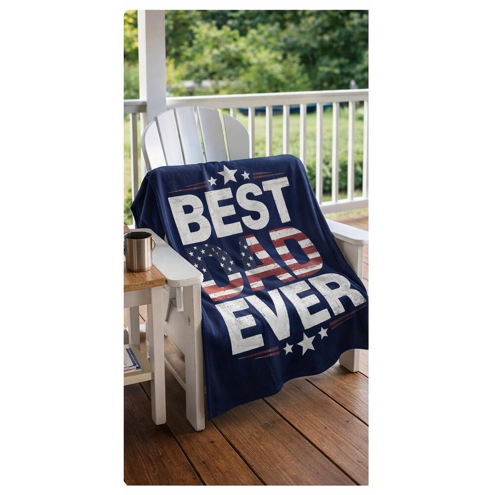 NEW JULIA ROSE men's best dad ever blanket in blue